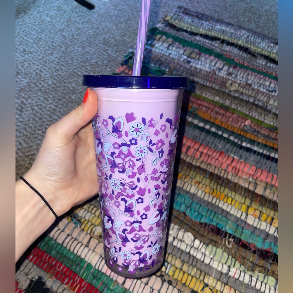 Vera Bradley Purple Floral Double Wall Tumbler NWOT